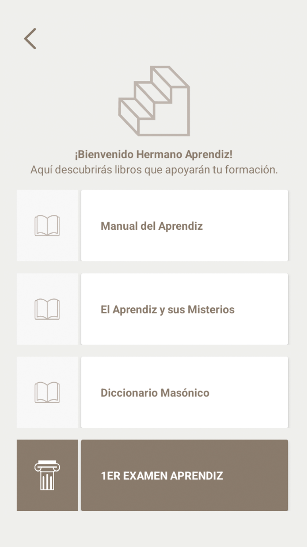 Biblioteca y temas del grado Aprendiz Masón en Vitriol App